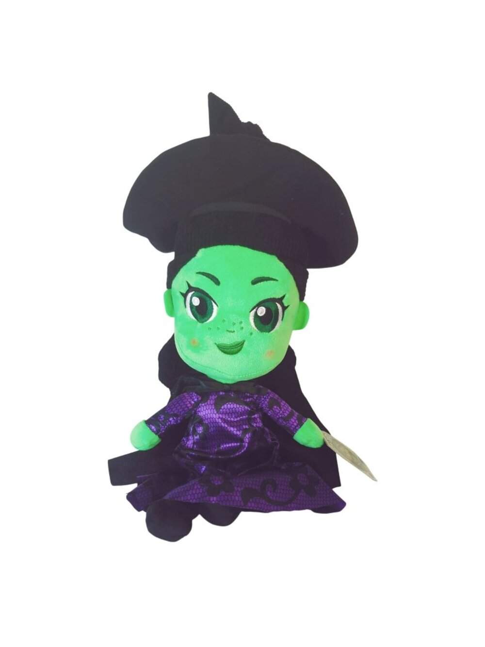 Universal Studios Wicked Elphaba Plush Doll 12" Green & Black With Purple Dress